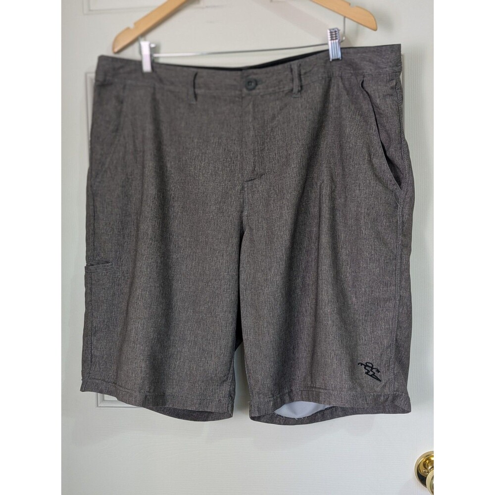 Da Hui Chino Board Shorts Mens 40 Heather Gray Surf Swim Trunks Stretch Logo